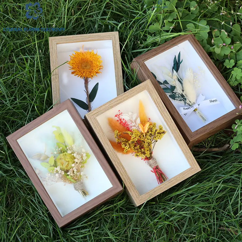 5 In Decorative Modern Handmade Preserved Flower Photo Frame, Long-Lasting Natural Ins-Style Desk Home Decor, Giftable Home Accessory