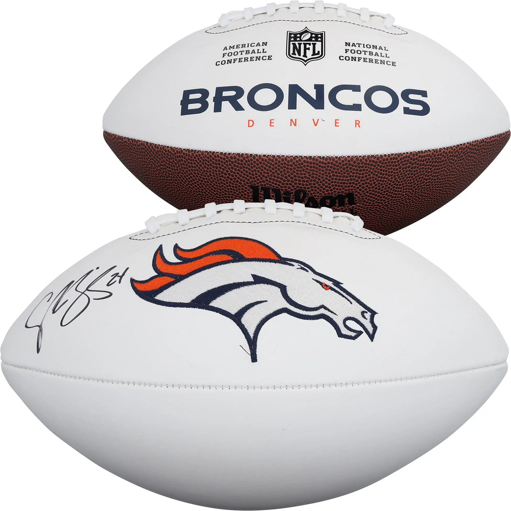 Champ Bailey Denver Broncos Autographed Wilson White Panel Football - Fanatics Authentic Certified