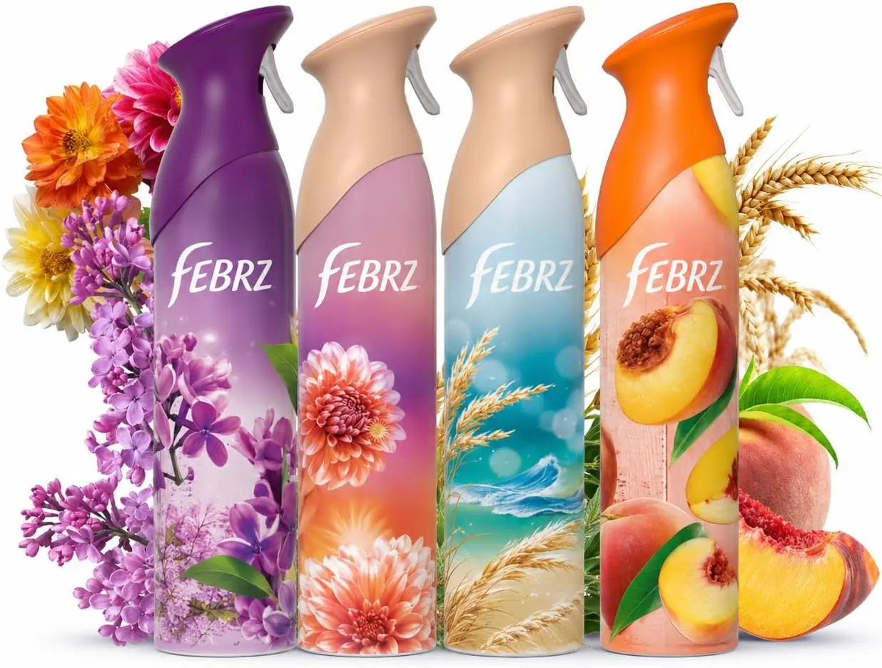 Febreze Air Mist Spray Room Air Freshener Spring Mixed Scent Odor Eliminator 4 Pack 32.4 oz Total