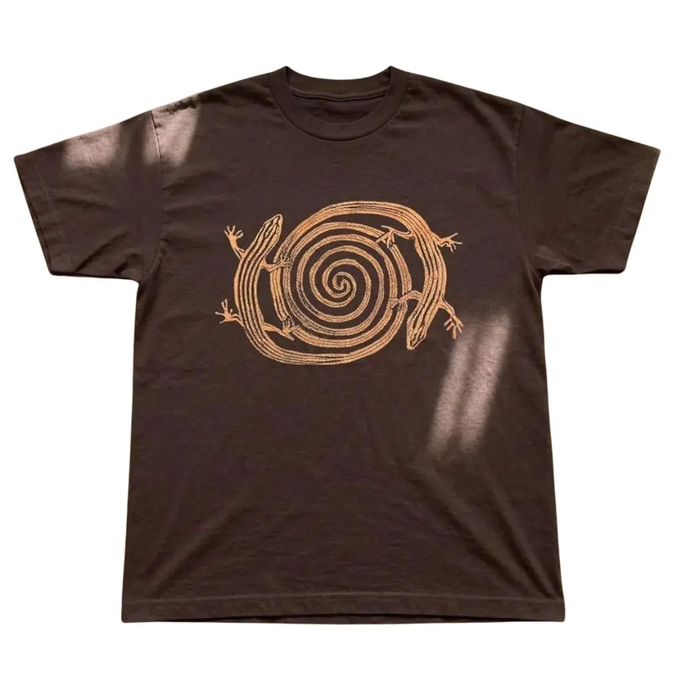 The Spiral Lizard Graphic T-Shirt, Vintage Reptile Geometric Art Shirt, Vintage Streetwear Aesthetic Shirt, Y2K Shirt, Crew Neck Shirt, Gift For Men, Gifrt For Woman