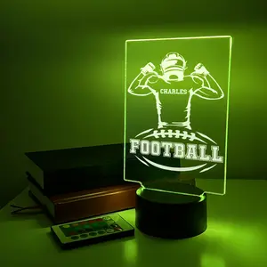 Personalized Football Display Stand – Custom Athlete Name Warner Sports Room Décor Gift, Boys Room Décor, American Football, Free Standing Display Stand