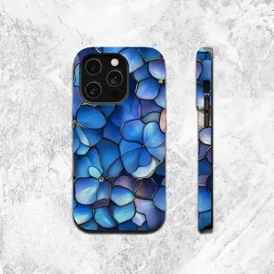 Hydrangea Stained Glass MagSafe Phone Tough Case, Nature Inspired Floral Mosaic Phone Protection Gift.Case Suitable for IP 11 12 13 14 15 16 17Pro, Plus, Promax,Tough Case
