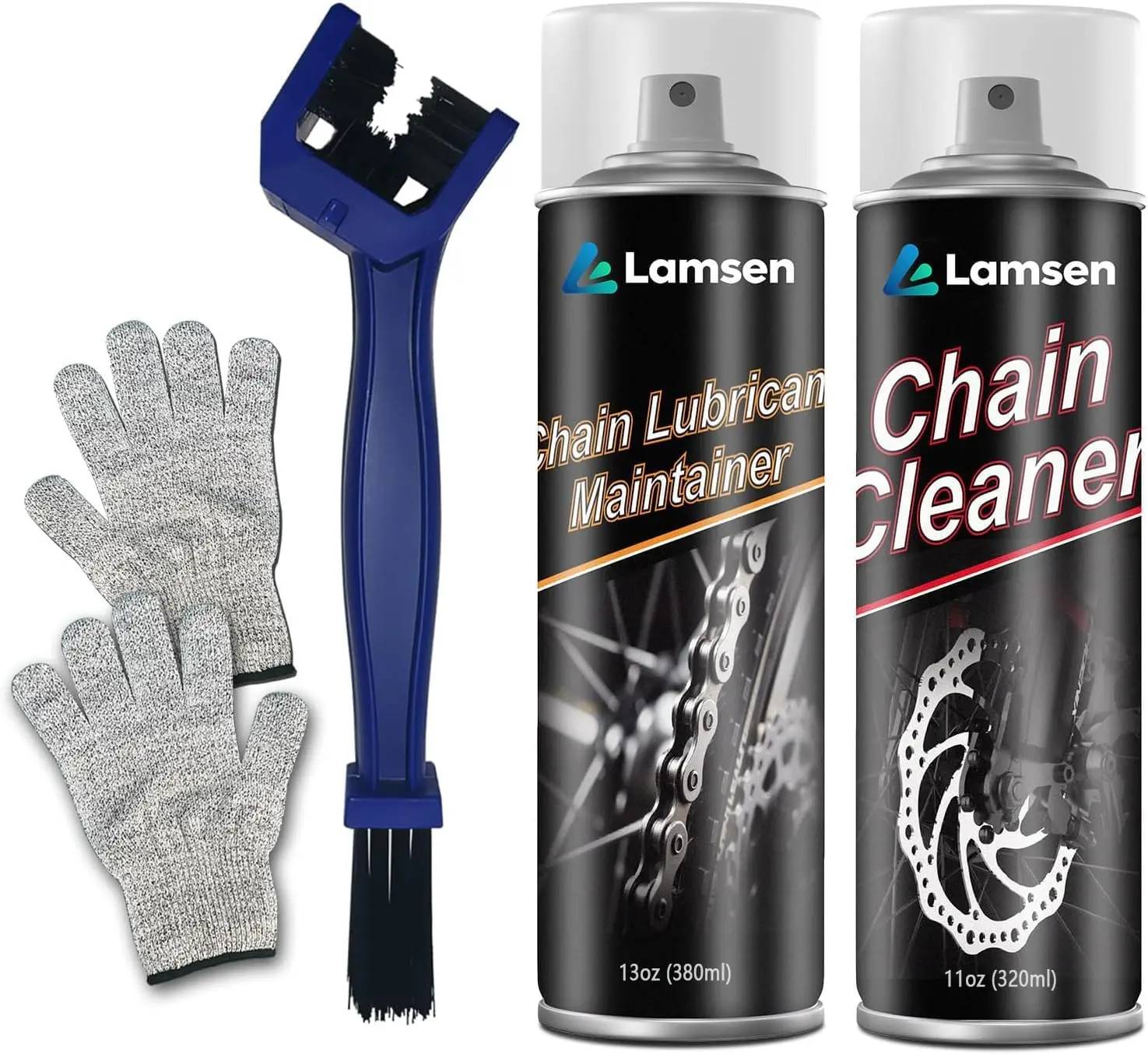 Chain Cleaner Kit Professional Bike Chain Cleaner Set Motorcycle Cleaning Kit with Chain Cleaner & Chain Lube Including Brushes and Gloves for Cleaning Maintain All Bicycles 1 Pack