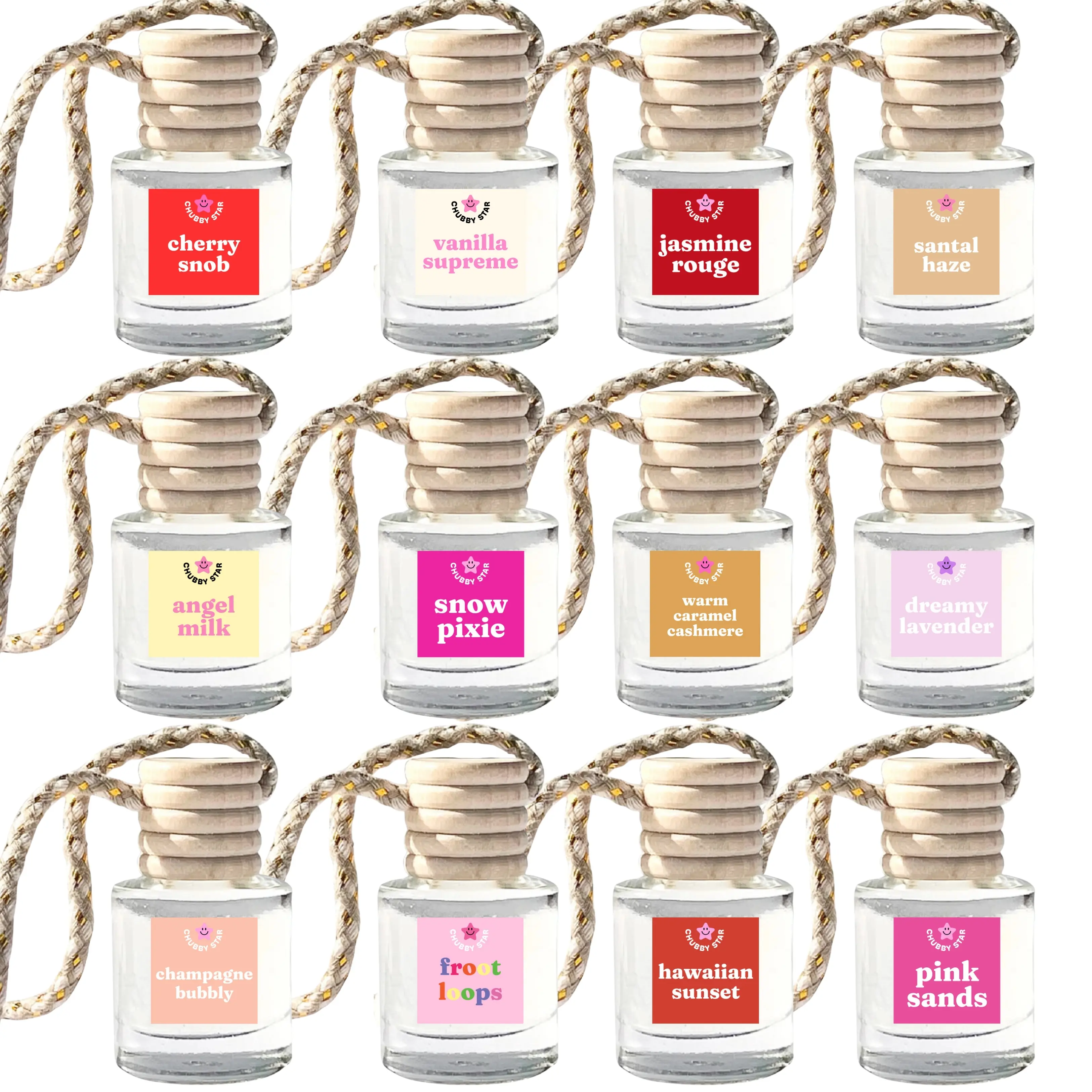 4-Pack Car Fragrance Set - Car Deodorizer Accessories for Vehicle, Phthalate-Free Fine Fragrance Oil, 10 mL Pre-Filled Bottles, Ready to Use, Scent-Selectable Bundle, Multiple Scents