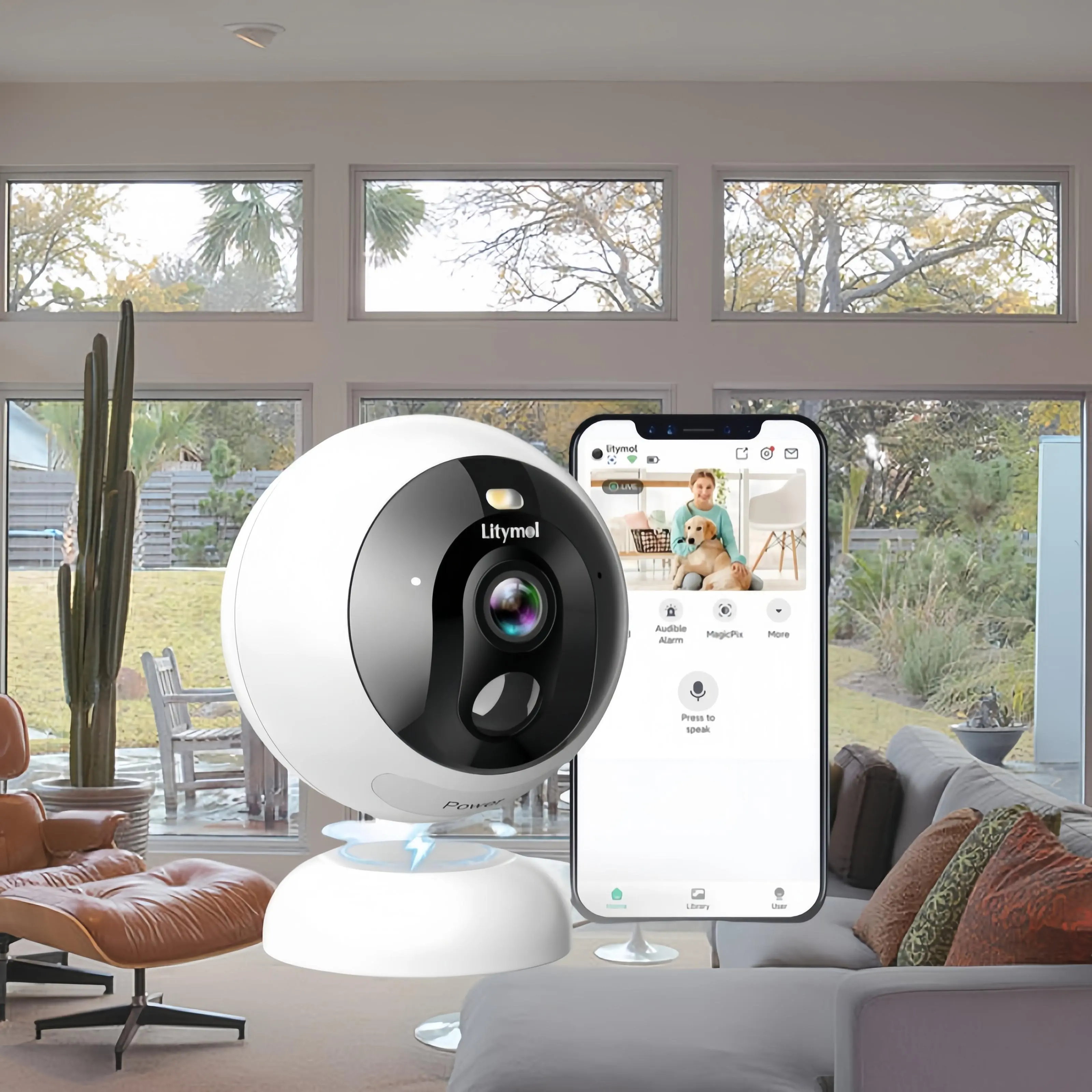 Litymol Wireless Security Camera with Magnetic Mount, AI Motion Detection, Color Night Vision, and 32G SD & Cloud Storage for Home & Outdoor Use