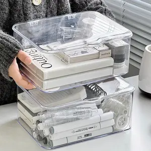 Transparent Desktop File Organizer Rack, Office Book Acrylic Drawer Storage Box, Elegant Document Holder for Home & Office Use, Stationery Storage Organizer, Multi Compartment Organizer
