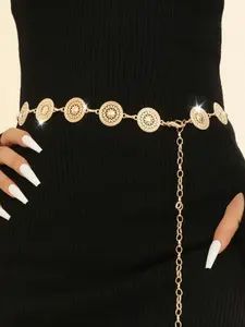 Boho Style Metal Waist Chain Wrap Belt with Round Buckle, Elegant Bohemian Design for All Seasons, Unique High-End Waist Belt for Women, Stylish Belts, Trendy Belt, Waistband