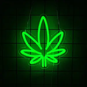 Neon Sign Green Leaf Form Factor with   Signs Beer Bar Man Cave Club Bedroom Neon Light for Office Hotel Pub Man Cave Art Wall Lights Led Neon Lights Home Decoration Lamp