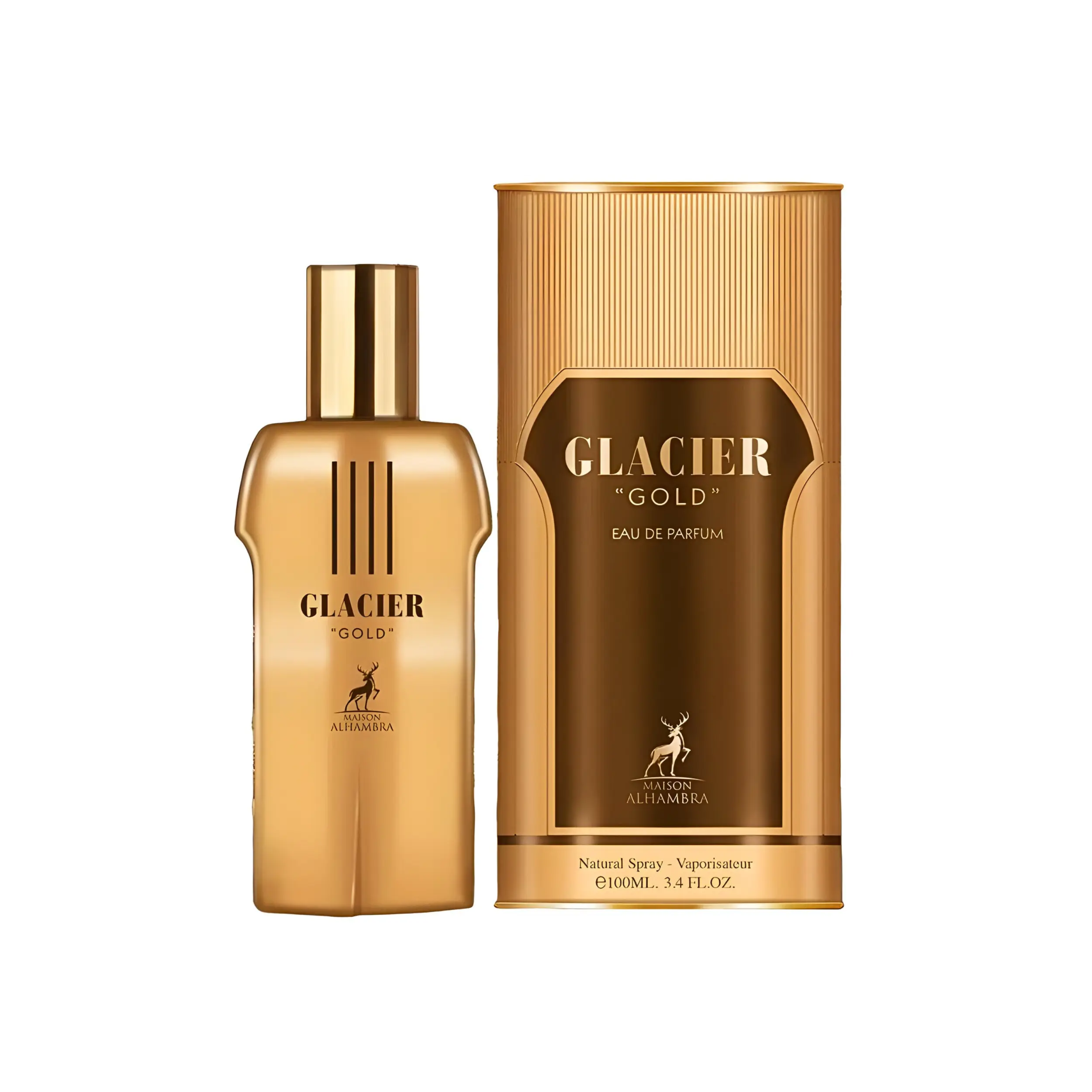 Maison Alhambra Glacier Gold Eau de Parfum for Adults, Long-Lasting Aromatic Amberwood Fragrance with Warm Wood & Citrus Musk Notes, 100ML (3.4 fl oz), Edp Perfume Fragrance, Everyday Wear