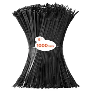 VEVOR 1000 Pack Cable Zip Ties, TikTokShopBlackFriday, 12-inch Heavy Duty Cable Wire Ties with 50LBS High Tensile Strength, Multi-Purpose Self-Locking Nylon Tie Wraps, Heat & Cold Resistant for Indoor and Outdoor Use