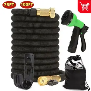 Expandable Garden Hose 100 ft/75 ft with  Nozzle Sprayer, Lightweight Flexible Water Hose with Durable Collapsible Latex Core & Solid Brass Fittings, Retractable Stretch Hose