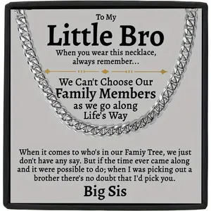 Stainless Steel Cuban Link Necklace - Cuban Chain with Gift Box & Card Suitable for Brother Sister Gift,, Birthday/Christmas/Graduation Present, Year-Round Wear, for Teenager