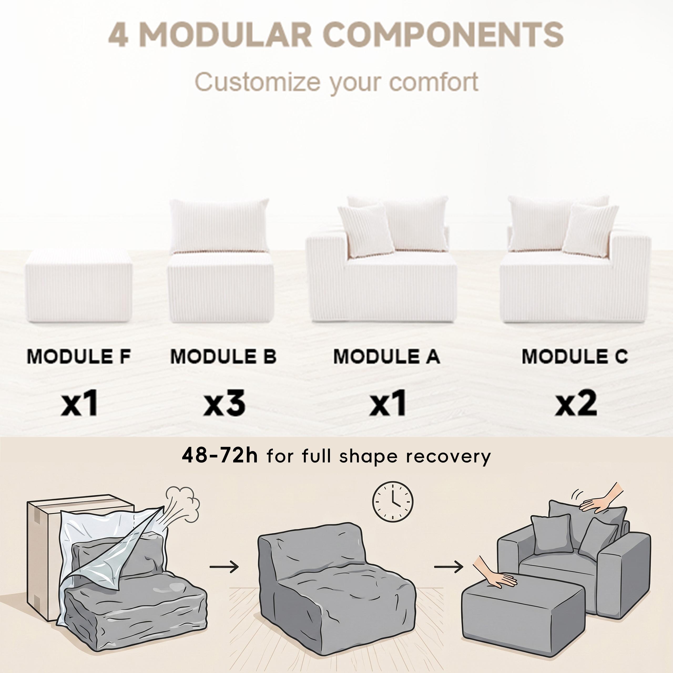 【4 packages】135.4" Cloud Couch Sectional, Sectional Sleeper Sofa with Deep Seat, Plush Corduroy U Shaped Boneless Couch, Convertible Modular Couches for Living Room, 7Seat 【4 packages】135.4" Cloud Couch Sectional, Sectional Sleeper Sofa with Deep Seat, Plush Corduroy U Shaped Boneless Couch, Convertible Modular Couches for Living Room, 7Seat