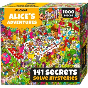 QUOKKA 1000 Piece Puzzle for Adults Alice in Wonderland - Fantasy Adult Puzzles with Secret Tasks & Audio Story for Deep Relaxation