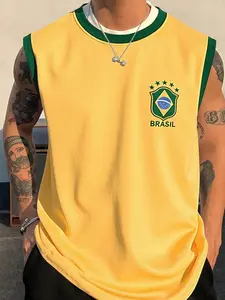 Unisex sleeveless jersey vest for football events, soccer games, fan gatherings, sporty, soccer-themed, casual styles. Perfect for football fans. Sleeveless Sports Vest