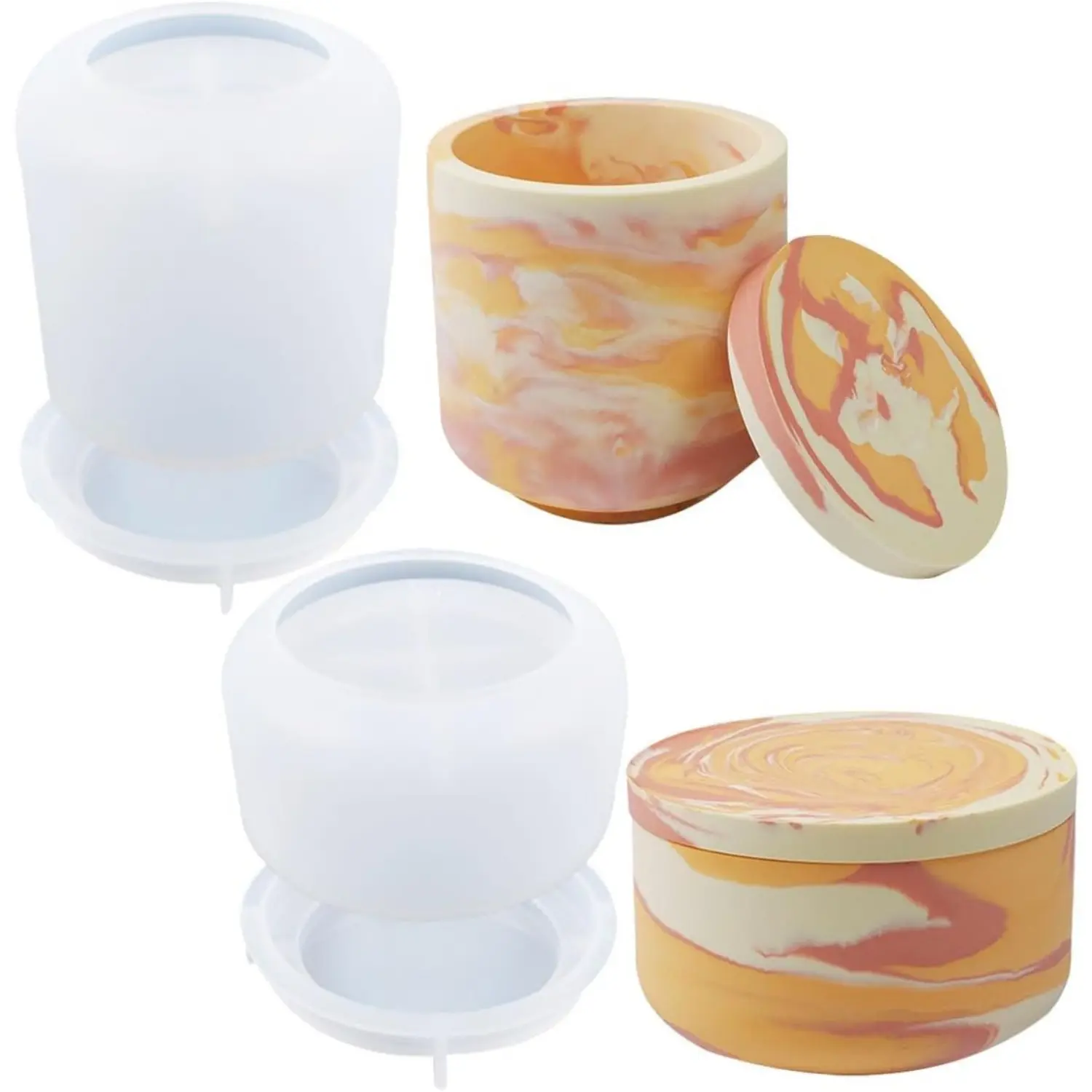2 PCS Large Jar Resin Molds Box with Lid Silicone Creative Pot Molds for Epoxy Jewelry Trinket Candle Holder Organizer Mold Plant Mold DIY Resin Concrete Crafts Home Decor (3x2.87inch/2x4x17inch) - Home Improvement.