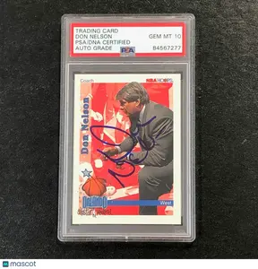 1992-93 NBA Hoops #319 Don Nelson Signed Card AUTO 10 PSA Slabbed Warriors