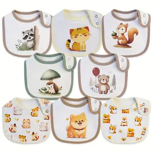 8-Pack Premium Baby Bibs for Boys & Girls, Ultra Soft Absorbent Cotton Bib Set with Adjustable Snaps, Perfect for Feeding, Teething & Drooling, Everyday Infant Essentials