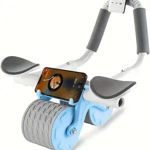 2025 Ab Roller Wheel with Auto Rebound, Timer, Knee Pad & Elbow Support – Core Trainer for Home Gym Ab Workout Equipment for Men & Women