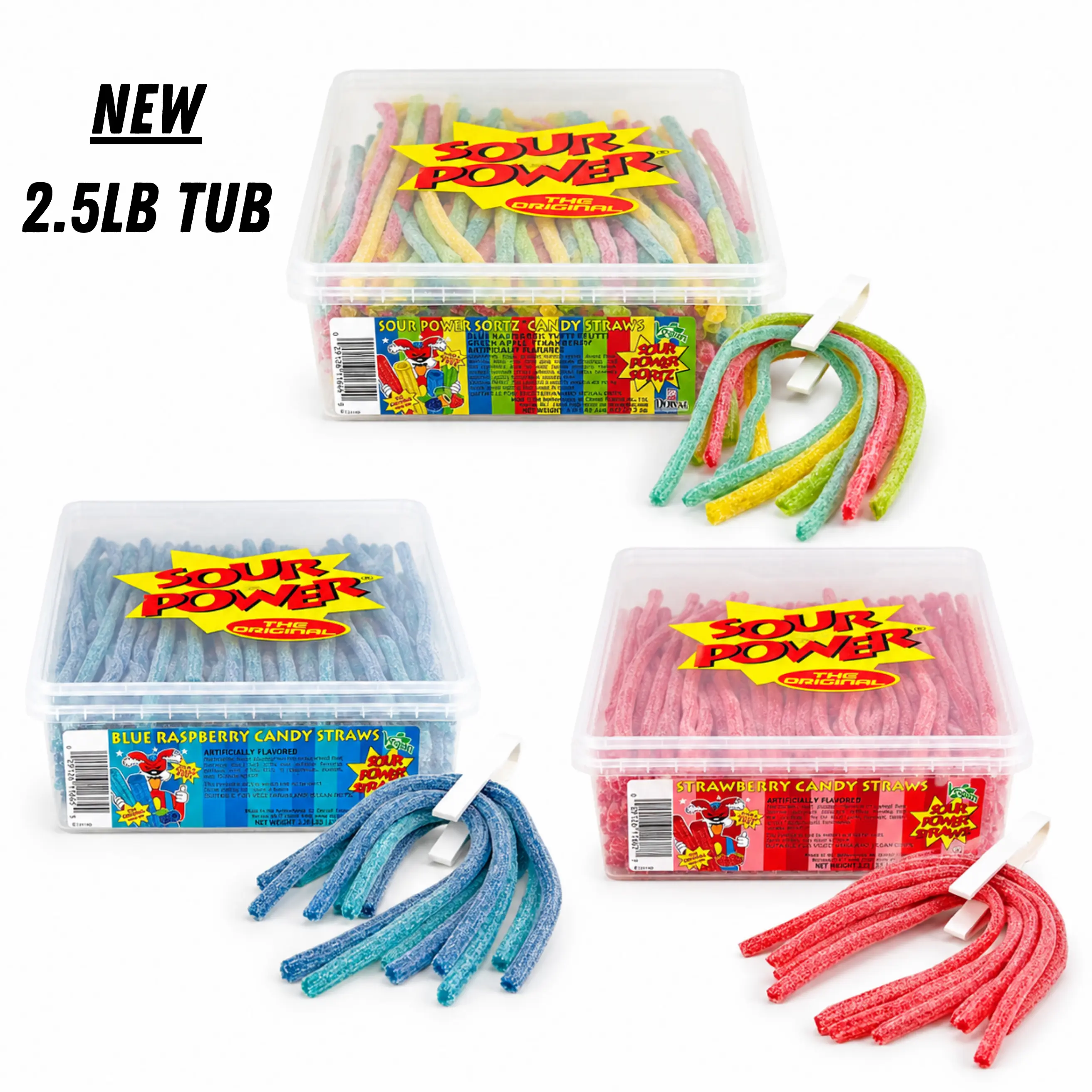 NEW Sour Power Straws - 2.5LB TUB - 3 Flavors to Choose - Strawberry - Blueberry - Sortz (Quattro) NEW Sour Power Straws - 2.5LB TUB - 3 Flavors to Choose - Strawberry - Blueberry - Sortz (Quattro)