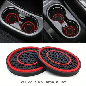PVC Dual Ring Car Cup Holder and Mat Set, Anti-Slip and Dust-Proof, Universal Fit for Various Cars, and Colors Available, Car Accessories, Car Auto Accessory