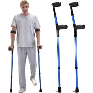 VEVOR Forearm Crutches for Adults, 11-Level Height Adjustable Walking Crutches with 4-Level Upper Cuff, Lightweight Aluminum Medical Support Crutches for Leg Injury Surgery Disabled, 1 Pair (350LBS) Healthcare Tool