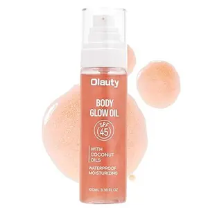 SunGlow SPF45 Coconut Glow Body Oil – Waterproof Shimmering Sunscreen for Face & Body | Fast-Absorbing, Non-Greasy, Hydrating & Radiant Finish