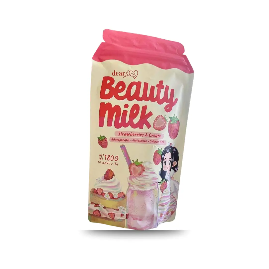 Dear Face Beauty Strawberries and Cream Collagen Drink – 10 Sachets x 18g | Food Supplement