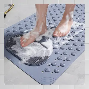 1pc Bathtub Mat with Drain Holes and Suction Cups Non-slip Foot Massage Shower Rug for Bathroom Needs