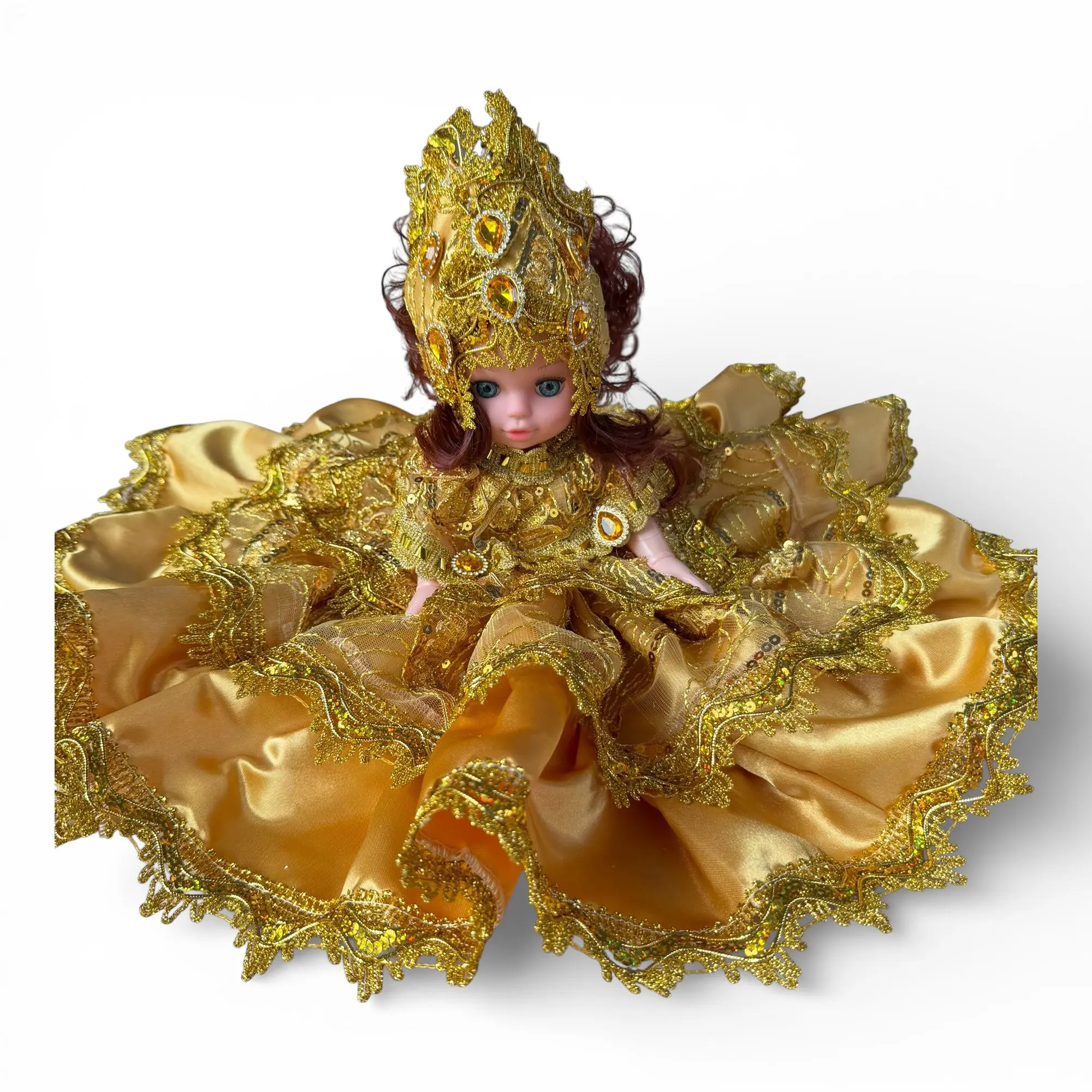 Oshun Santeria Jitana Doll - 12 in Yoruba Orisha Ochun Figurine, Religious Decorative Piece for Spiritual Protection, Love & Prosperity, Botanica Gold Home Decor