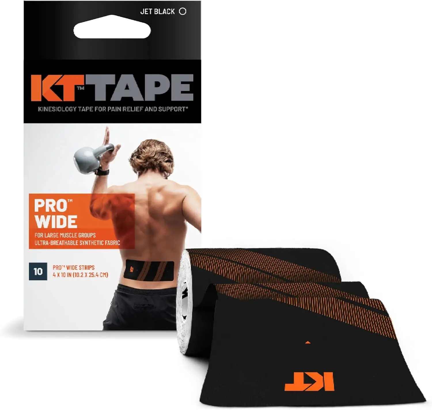KT Tape, Pro Synthetic Kinesiology Athletic Tape, 10 Count, 10” Precut Wide Strips