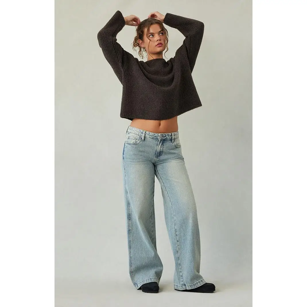 Pacsun Women's Casey Low Rise Baggy Jeans Medium Indigo Wash Tint