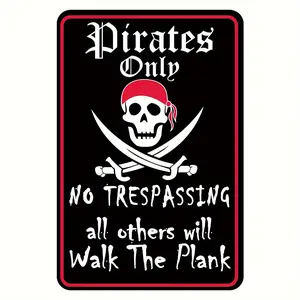 1 count Large Pirate Pin Sign - Durable Metal Construction, Unique Pirate-Themed Design, 12x8 Size, Perfect Gift for Pirate Enthusiasts and Fans