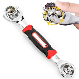 52-in-1 Socket Wrench Set with 360° Rotating Head and Rubber Handle - Universal Adjustable Double-Ended Wrench for Cars, Bicycles, Home Repair - DIY Tool