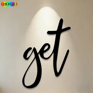 1pc Calligraphic "get" Metal Wall Art, Stylish Calligraphic Statue Mural, Ideal Gift for New Year, Christmas, Typography Decor Enthusiasts, Powder-Coated Metal Wall Decor Wall Sculptures, Perfect for Home Wall & Garden Fence, Unique Modern Wall Art