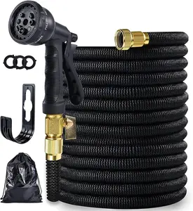 25ft/50ft/100ft HEAVY DUTY 4X Stronger Deluxe Expandable Flexible Garden Water Hose with 10 Function Nozzles for Yard
