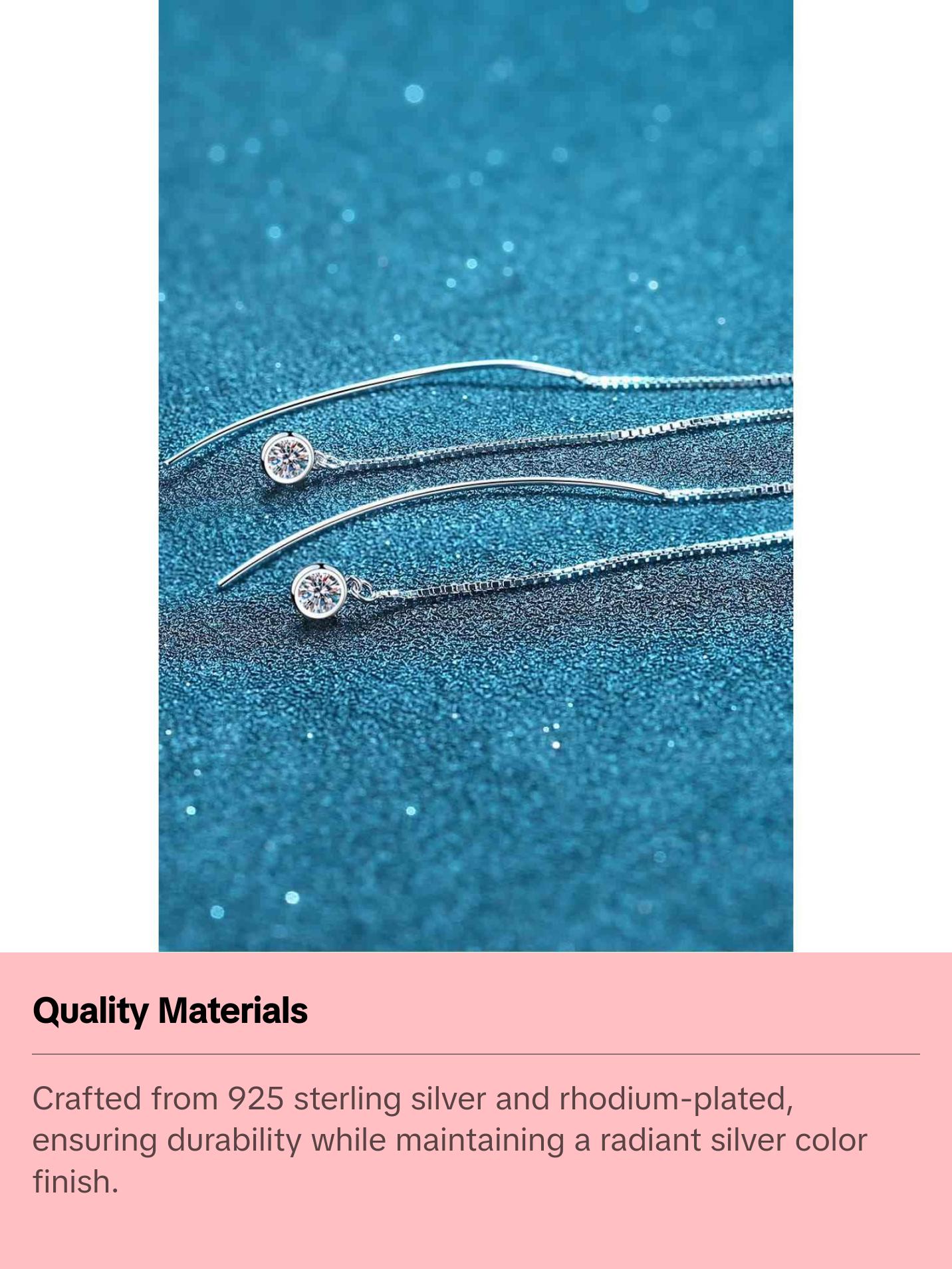 Moissanite 925 Sterling Silver Threader Earrings