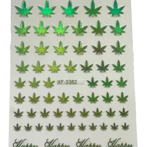 Holographic Leaf Nail Art Sticker Waterproof