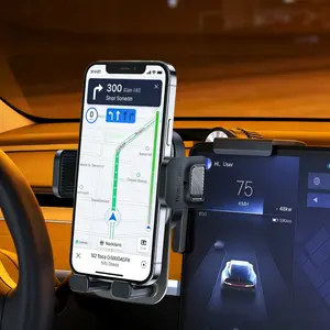 For Tesla Model 3/Y/S/X Cybertruck Screen Car Screen Phone Mount For Magsafe, 360° Rotatable Telescopic Rod, Universal Fits for 4.7-7" iPhone Samsung Smartphones, Quick Install Hands-Free Navigation Phone Holder Accessories