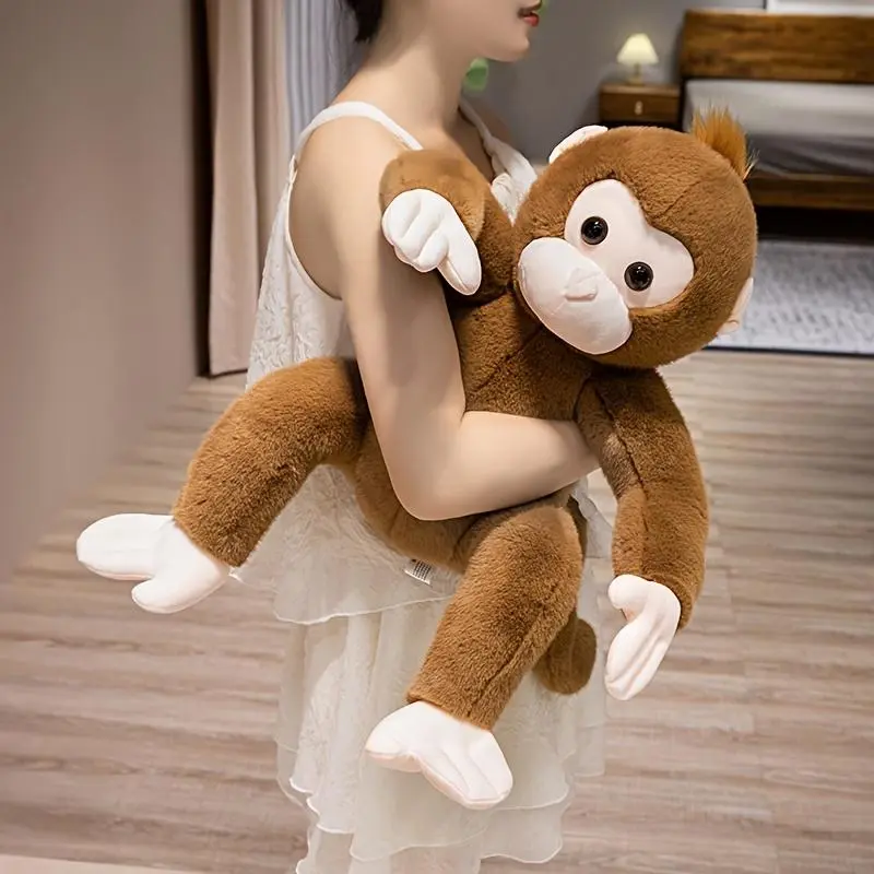 1pc Kawaii Monkey Polyester Plush Toy - 40cm/15.75in Unisex Realistic Stuffed Animal, Cuddly Hug Pillow, Ideal Kids Gift for Christmas