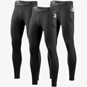 3pcs Men'S Sports Tight Bottomed Quick Dry Compression Pants - with Pockets High Stretch Breathable Sweat Absorbent Fabric, Suitable for Gym,  Plus Size Compression Leggings pullover men hoodie sweatpants yoga gym workout clothes
