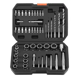 VEVOR 49-Piece Cr-Mo Steel Screw Extractor Set, Laser Etched Drill Bits, Adapters & Solid Storage Case, Easy Out Nut Bolt Extractors for Bolt Removal of Rounded, Broken or Stripped Fasteners