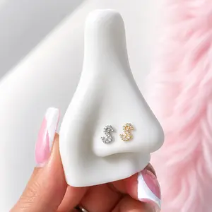 *Customize* Titanium Bling Money Sign Nose Ring/ Labret