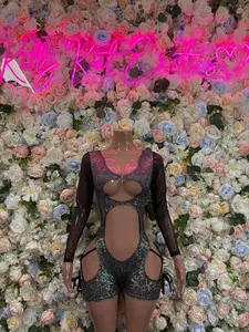 Bottlegirl Outfit Black Metallic Bodysuit