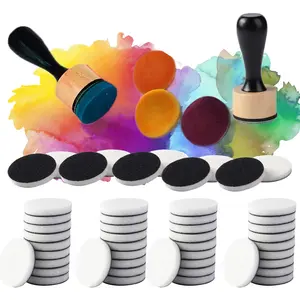 56 Packs Round Ink Blending Tool with Foams Replacement Refill Foam Set 54 Pcs Replacement Foam Pads for Distressing Blending Scrapbooking Painting Drawing Art Ink Supplies Tools