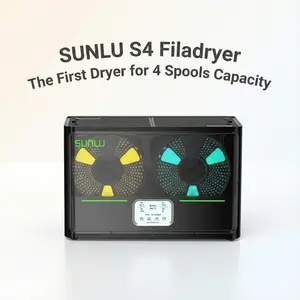 SUNLU Filadryer S4,Four-Spool 3D Printer Dehydrator with Rapid Heating, Auto Humidity Control Advanced Triple Fan Upgrade,Compatible with PLA,PETG,ABS,TPU,PA