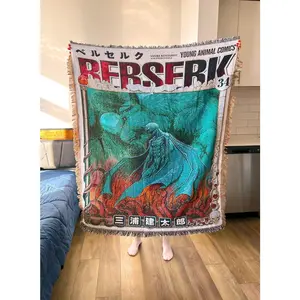 Anime Woven Blanket | Unique Wall Hanging Tapestry | Cozy Decor Idea for Bedrooms and Fans Woven Blanket Woven Blanket Woven Blanket
