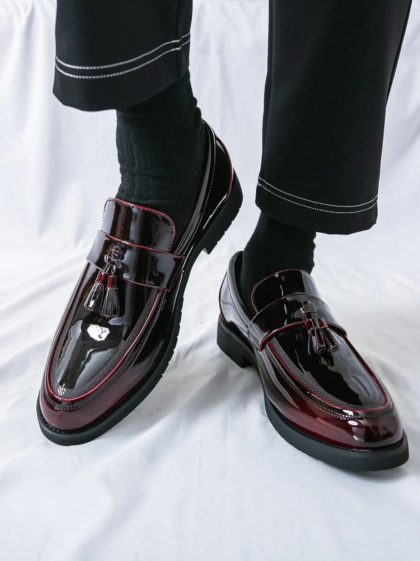 Men's Fashionable Patchwork Design PU Leather Loafers, Casual Comfortable Solid Color Slip-on Shoes for Daily Wear, Lightweight Breathable Shoes for Men, Boy, Footwear