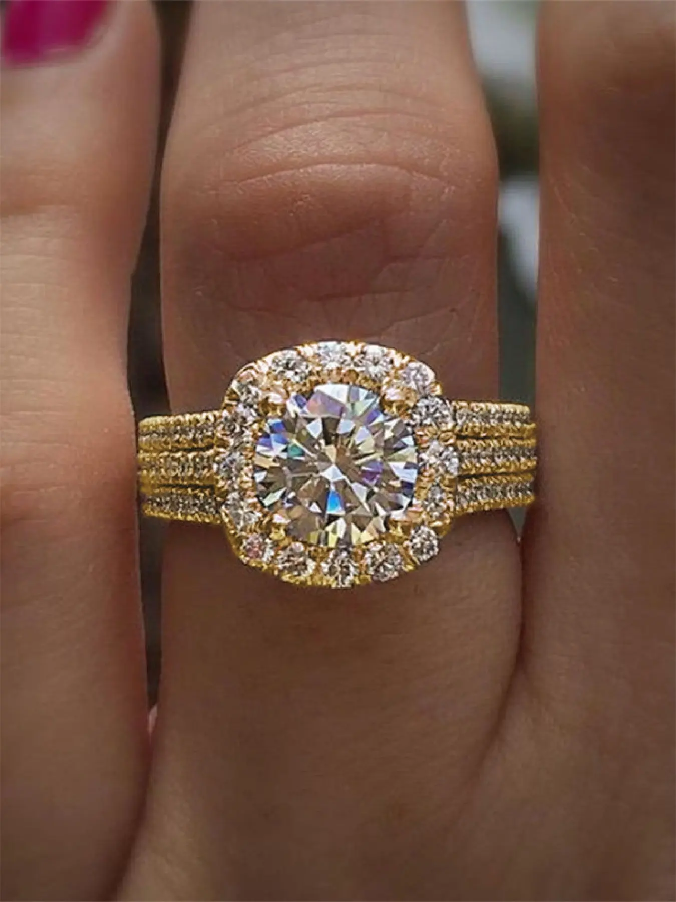 1 PC Fashion Cubic Zirconia Ring Elegant Engagement Ring For Women For Valentine's Day Gift Wedding Anniversary Party Jewelry
