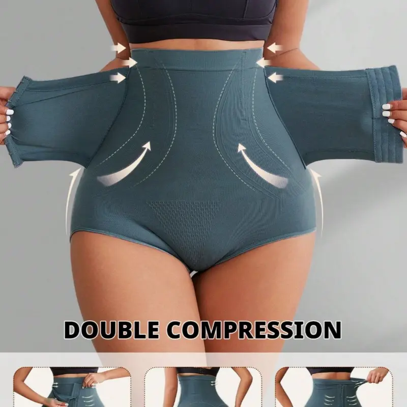 Women's Double Compression Shapewear Shorts, Curve Hugging Compression Body Sculpting Underwear, Tummy Control & Butt Lifting, Comfort Breathable Fabric, Body Shaper for Everyday Wear, High-Waist Girdle
